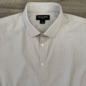 Mizzen+Main Leeward Shirt Mens XXL Trim Fit Gray Stripe Performance Stretch